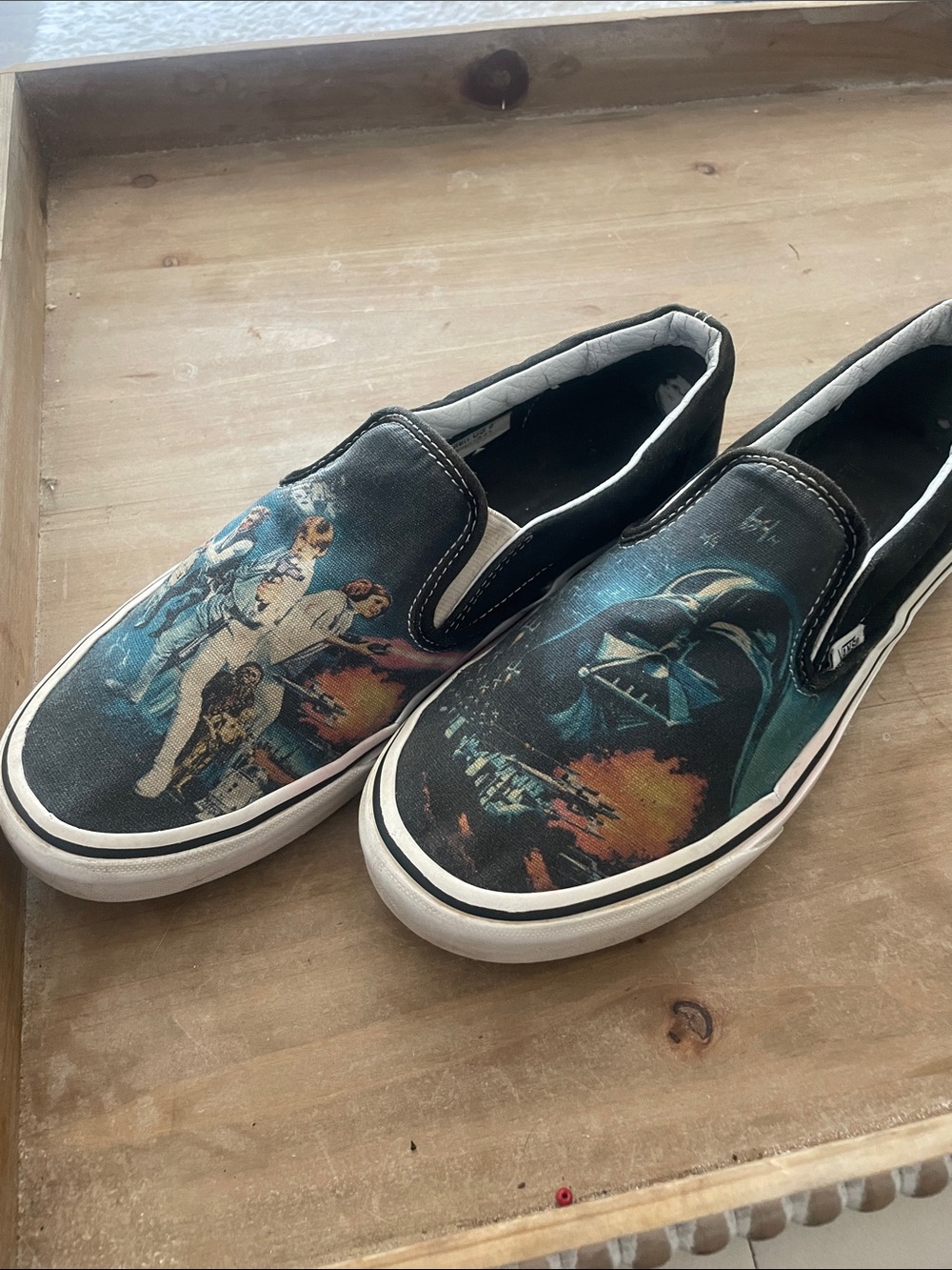 Vans Black Slip-On Sneakers with Star Wars Graphic